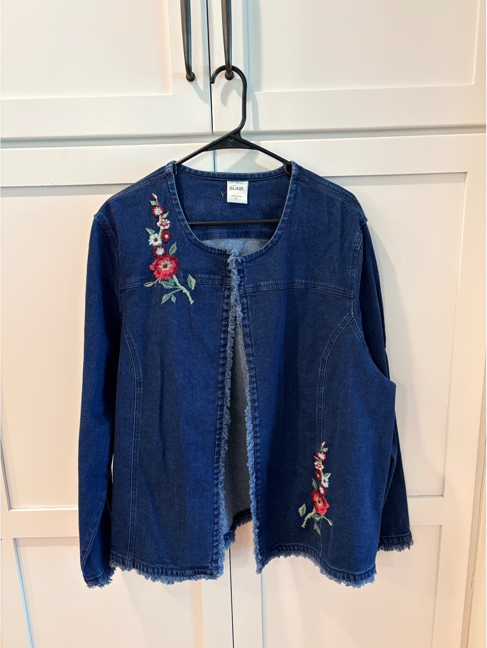 Vintage 1990s/Y2K Blair Denim Jacket with Floral Embroidery